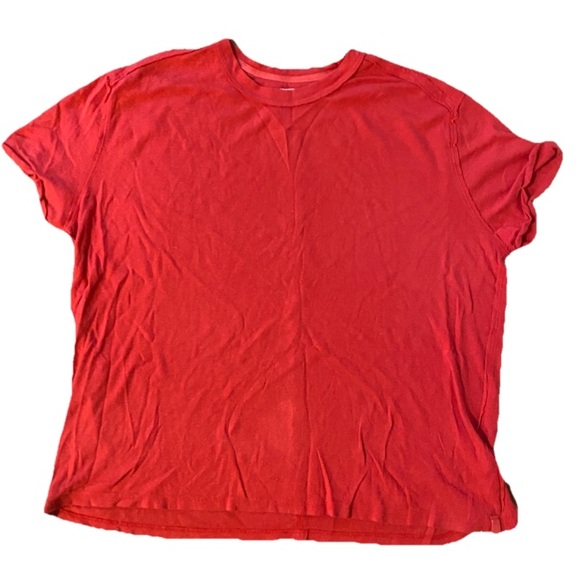 We The Free Free People Boyfriend Tee Shirt Red Womens Medium Oversized - Picture 4 of 9